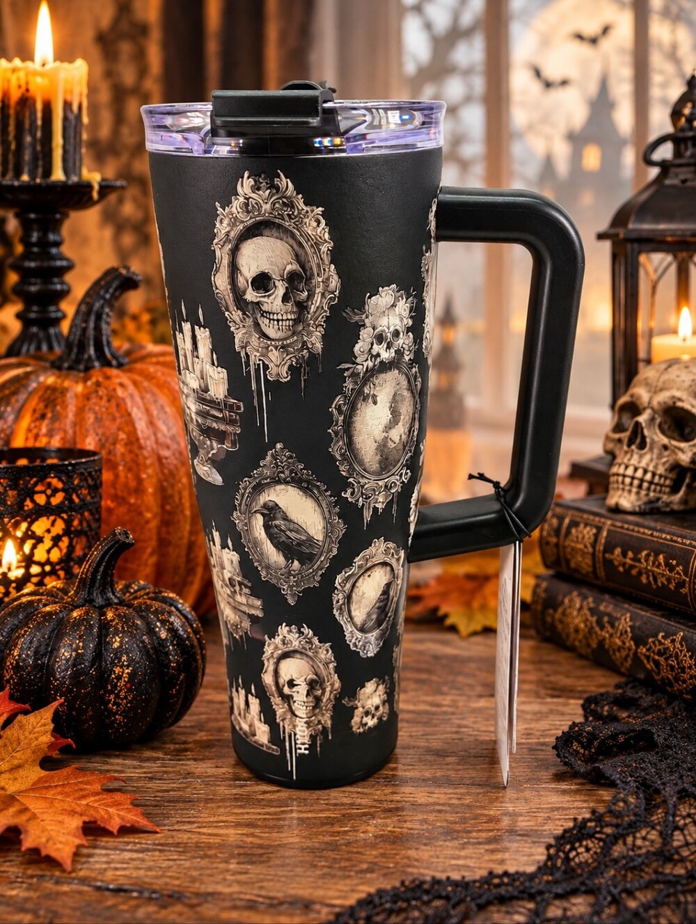 Halloween Hydra Peak 32 Ounce Stainless Steel Skull/Raven Insulated Tumbler